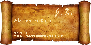 Jánossy Kazimir névjegykártya